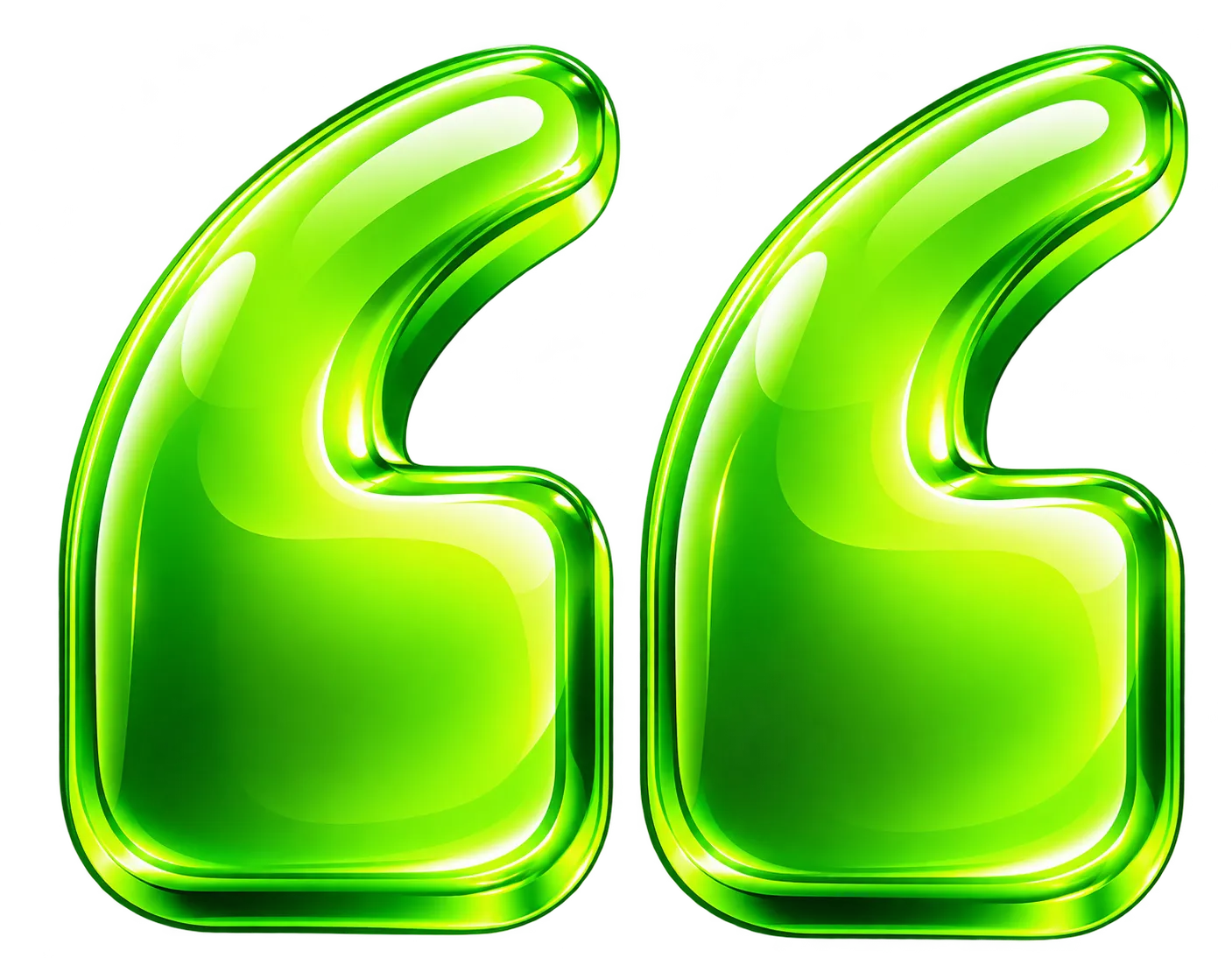 Glossy Neon Green Quotation Marks